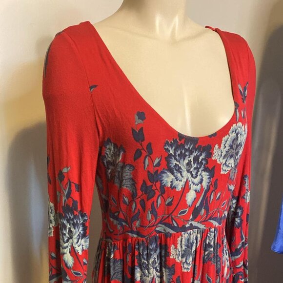 Free People MIDNIGHT GARDEN MAXI DRESS Red Floral Design - Picture 9 of 9